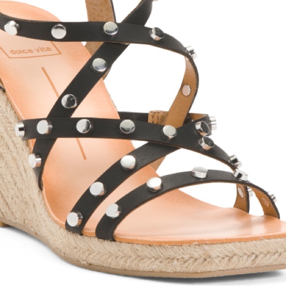 Dolce Viita Black & Tan Studded Espadrilles Wedge Sandals Women’s Size 8.5 NEW - Picture 5 of 8